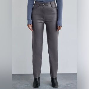ARITZIA Wilfred High-Waisted Vegan Leather Funk Pants in Gray Size 10